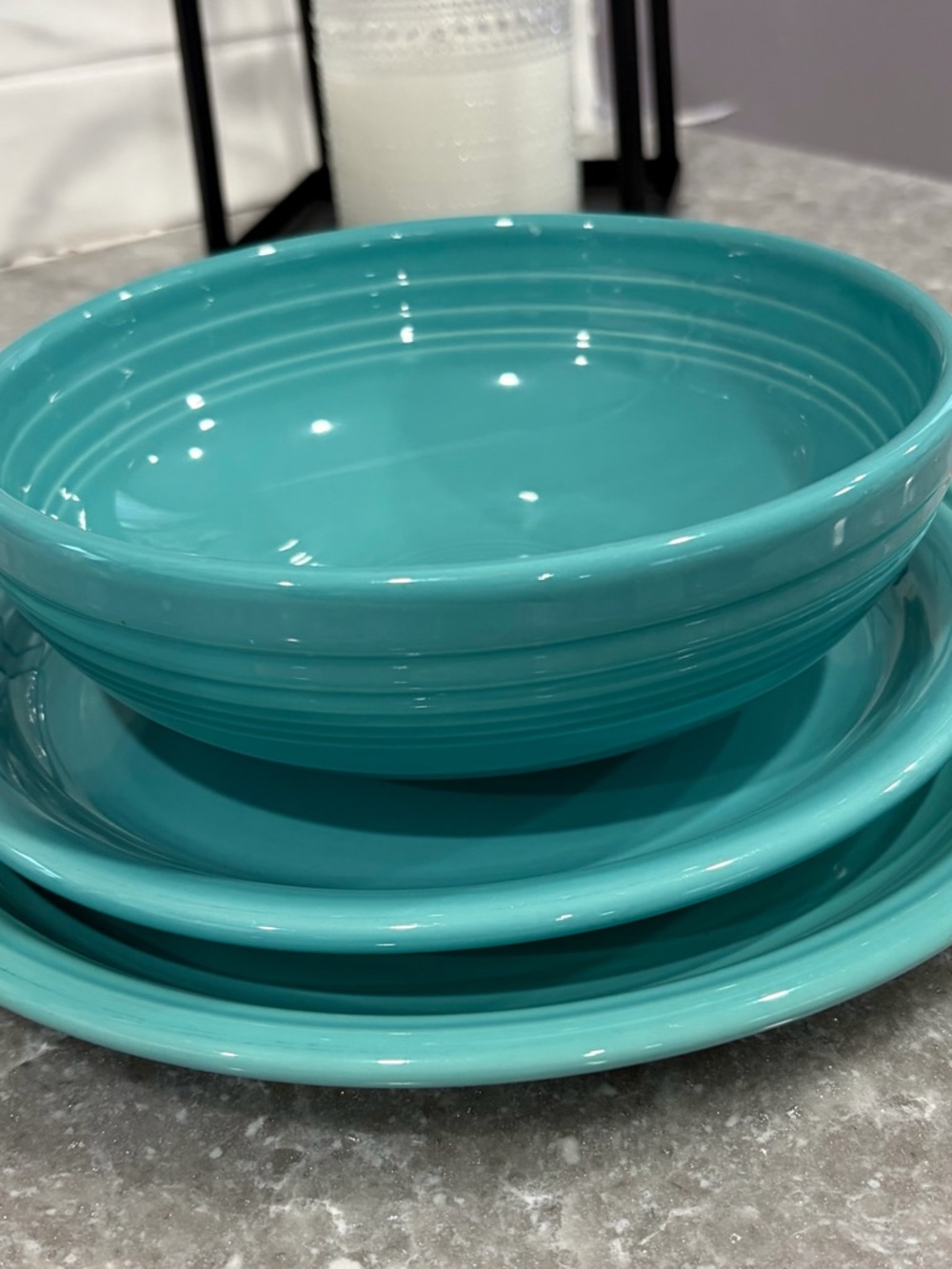 Fiestaware Turquoise Dinner Plate and Bowl Set